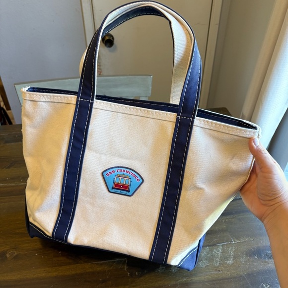 L.L. Bean Handbags - L.L. Bean Boat and Tote Blue Canvas San Francisco Logo Embroidered Company USA